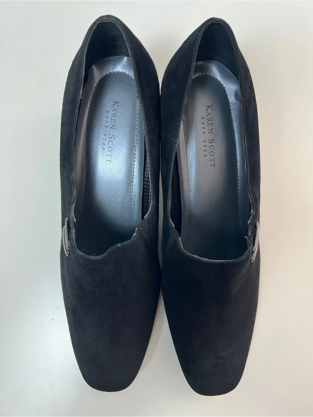 Karen Scott Riley Black Suede Leather Square Toe Block Heel Pumps Size 10M